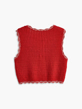 Wave Trim Breasted Sweater Vest